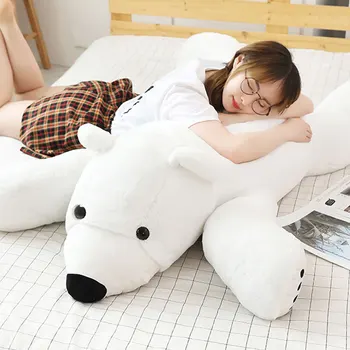 нов гигантски бяла мечка плюшен играчка от бяла мечка спящата кукла прегръдка мечка възглавница миеща мечка кукла за момичета подарък деко 100 см 150 см DY50666