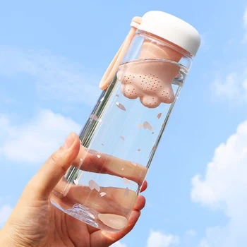 Скъпа бутилка за вода котешки нокът обикновен прозрачен пластмасов спорт на открито ins вятър момиче снима и пиене кана