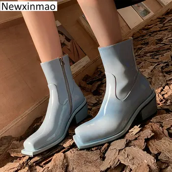 Newxinmao/ Елегантни Ботильоны на задържани стил за Жени, Вечерна Рокля, Офис женски есенно-зимни дамски обувки от естествена Кожа на Висок ток