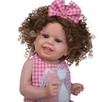 Усмихнато Лице Baby Reborn Кукли 22 См 55 см на Цялото Тяло от Силикон, Сладки Новородени Детски Играчки, Подаръци За Рожден Ден
