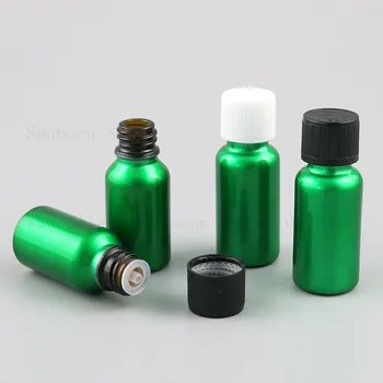 Бутилка за проба 15МЛ 20ML парфюми, етерични масла e жидкостная с черно бял капак Чайлдпрооф Зелена Стъклена Пробирка контейнер 12пкс