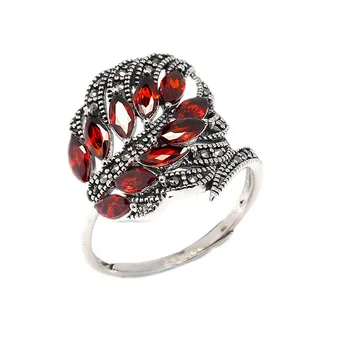 BOCAI Нов 100% вече твърдо сребро s925 бижута изискан лист нар пръстен антикварное пръстен ръчно изработени модно дамско пръстен