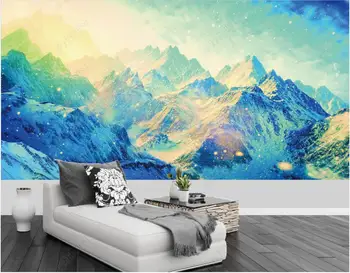 Потребителски стенописи, 3d тапети картина на Заснежени колоритен планински пейзажи начало декор хол 3d стенописи тапети за стени d 3