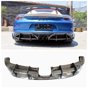 За Porsche Cayman, Boxster 981 2013 2014 2015 Истински Кола на Бронята на Багажника От Въглеродни влакна, Заден Дифузьор За Устни, Сплитер, Защитно покритие