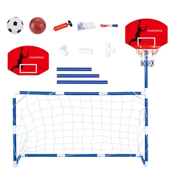 Детски лаптоп-футбол баскетбол обръч комплектът включва баскетболно пръстен Футболни врати с мячомдля момчета и момичета на възраст от 3 до 12 години