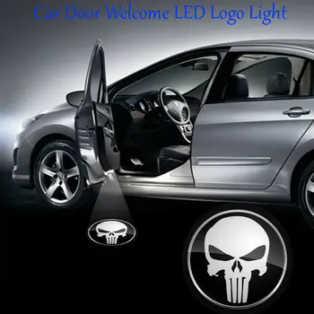2 елемента Кабелна Бял Череп на Главата Лого LED Врата Проектор Колата Добре Дошли Призрак Сянка на Светлината на Автомобилни Фарове