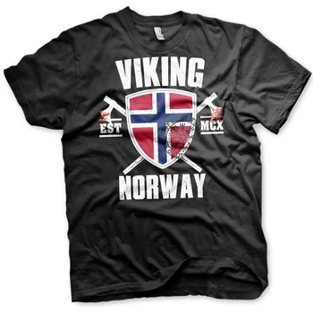 Тениска Viking, Norway Валхала с Къс Ръкав, Ежедневни Лятна мъжка тениска от 100% Памук Кръгло деколте, Размер S-3XL