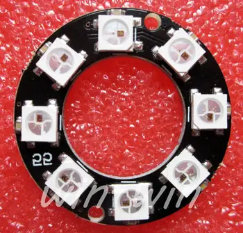 Светодиоден пръстен RGB - 8 x WS2812 5050 RGB LED с вградени драйвери TOP сам electronics
