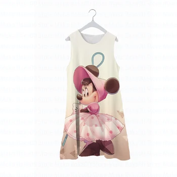 Ново лятно детско пижамное рокля с изображение на Мики и Мини маус от анимационен филм на Дисни, ежедневното хубава рокля без ръкави, с кръгло деколте