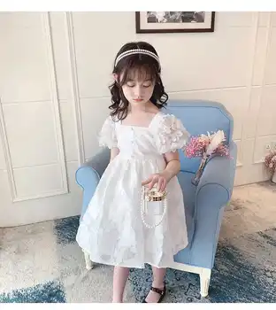 Лятна рокля за момичета, новият пристигането на 2022 година, модно принцеса рокля с пищни ръкави, Детски дрехи, празнична рокля за бала, за момичета, от 3 до 10 години