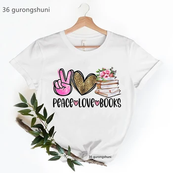 Светът На Любовта Книга Графичен Принт Тениски Дамски Дрехи Леопардовые Цветя Тениска Дамска Лятна Мода Върховете Тениска Femme