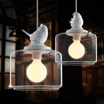 Модерен Градина Led стъклени Висящи осветителни Тела От Смола Птица Висящи Лампи HangLamp pendentes para sala de jantar промишленото осветление