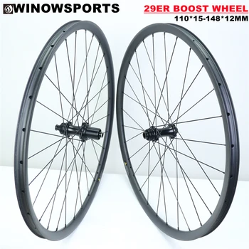 Winowsports 2022 карбоновое дисково колелото на мтб 29er boost карбоновое колелото 110*15 мм и 148*12 мм, централно заключване shimano 11S 12V МТБ колелото