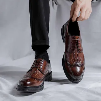 Мъжки Ежедневни Бизнес Модни Реколта Кожени Обувки с Pattern 