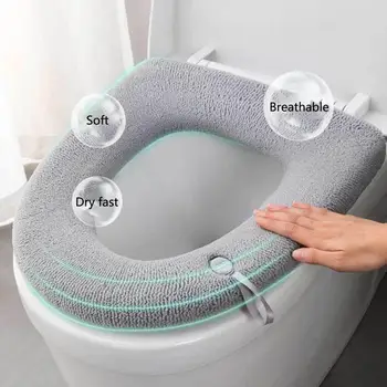 Запазете Топлината Лесна Инсталация Възглавница За Седалката на Тоалетната чиния с Дръжка Аксесоари за Баня