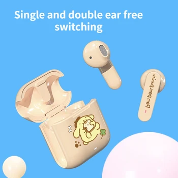 Sanrio Hello Kitty Purin Мини Bluetooth Безжична Слушалка Cartoony Подарък Сладка Розова Слушалка Cinnamoroll Bluetooth 5,0