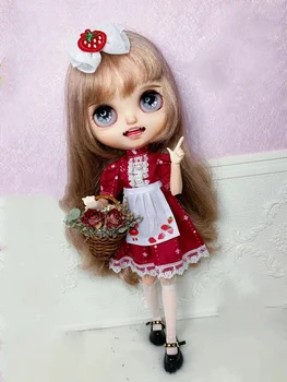 Bjd кукла Blythe рокля Клубничная пола 30 см играчка (подходящ за Pullip, Ob24, Licca)