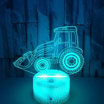 Акрилни Булдозер Форма Led 3D нощна светлина В 7 Цвята Промяна Настолна USB Лампа за Децата на Коледа Gfit Декорация на Спалнята