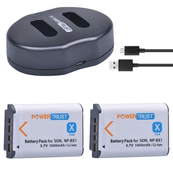 2 елемента 1600 ма батерия NP-BX1 NP BX1 Батерия + Двойно USB Зарядно устройство за Sony DSC-RX100 DSC-WX500 HX300 WX300 HDR AS100v AS200V AS15 AS30V AS300
