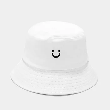 щастливата панама в стил хип-хоп, памучен бродирани панама с усмивка на лицето, спортна шапка за рибарите, шапка, дамски шапка с смайликом, солнцезащитная шапка, директна доставка