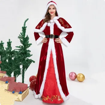 Европейски и американски Коледен Костюм на Дядо Коледа За Възрастни-Секси Коледна Рокля