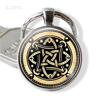 Ирландски Ключодържател Ирландски Чар Възел Стъклен Кабошон Метални Орнаменти Ирландски Символ На Златар Чанта За Аксесоари