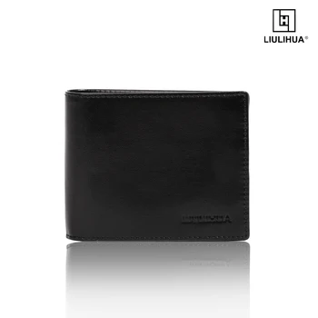 Ултра-тънък портфейл с RFID защита, изчистен двукрилен портфейл, мъжки кожен джоб отпред, държач за карти