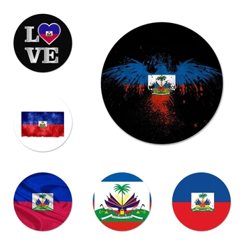 Vintage Хаити Знаме на Хаити Икони Игли Икона Украса Брошки Метални Значки За Дрехи Раница Украса 58 мм