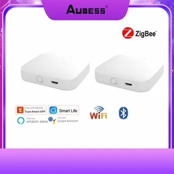 Безжична мулти-режим портал Aubess Sasha ZigBee, съвместим с Bluetooth, мрежест hub, дистанционно управление на умен дом чрез Алекса Google Home