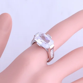 Пръстен цвят сребро цирконий най-високо качество на прости бели кубични за бижута J0599 начина сватбени услуги