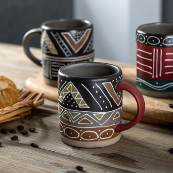 Ръчно рисувани matte керамични кафеена чаша ретро креативна кафеена чаша чай, мляко, вода, стъкло офис кухня напитка