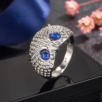 нестандартен пръстен с совой от 925 сребро, луксозни бижута за жени, мъжки пръстени, безплатна доставка, стоки